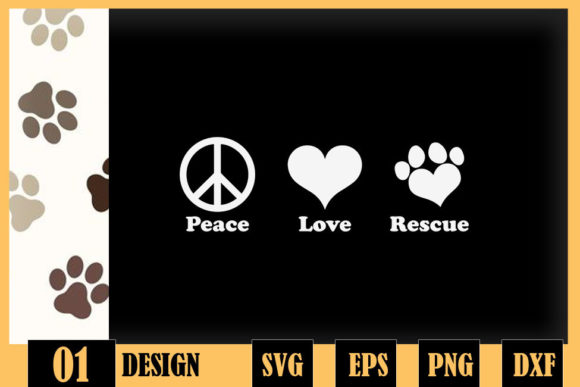 Animal Rescue Peace Love Adopt Dog Cat Graphics for Crafts